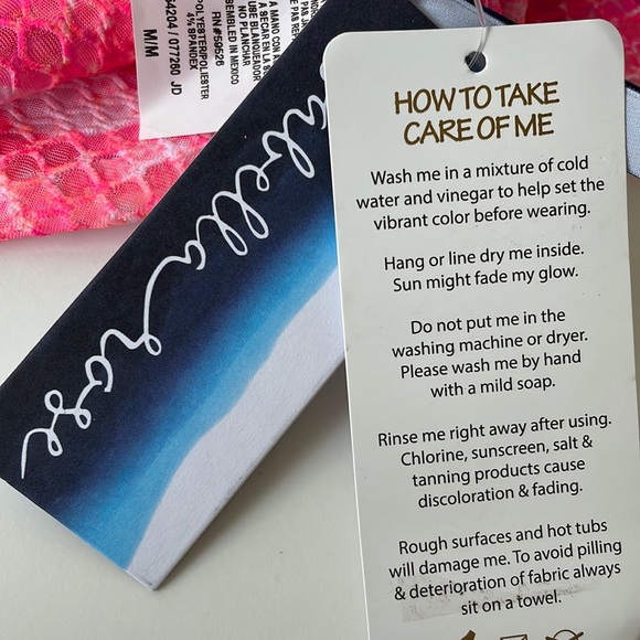 NWT M Isabella Rose scoop bikini bottom neon pinks corals high leg new hot pink - Picture 9 of 12